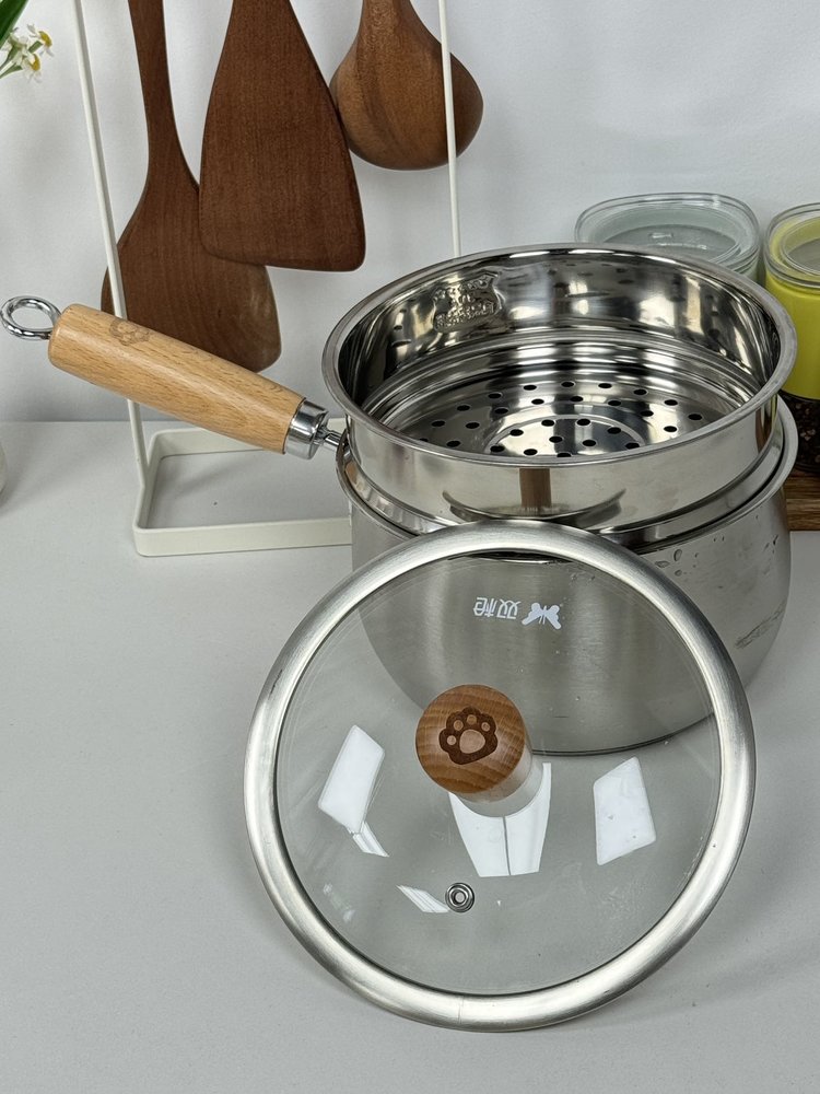 双枪316l不锈钢奶锅